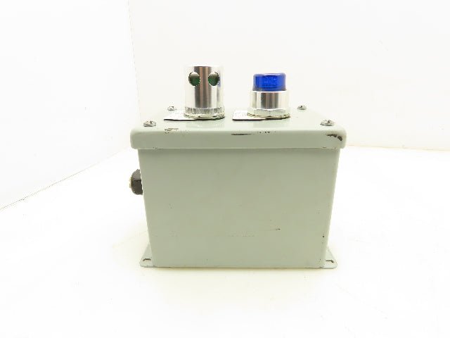 Hoffman E2PBX Pushbutton Enclosure W/Illuminated Blue Green Pushbuttons Nema 13