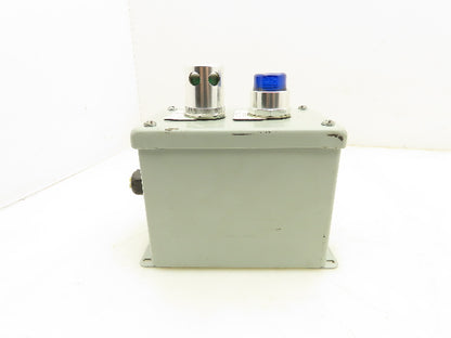 Hoffman E2PBX Pushbutton Enclosure W/Illuminated Blue Green Pushbuttons Nema 13