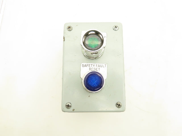 Hoffman E2PBX Pushbutton Enclosure W/Illuminated Blue Green Pushbuttons Nema 13