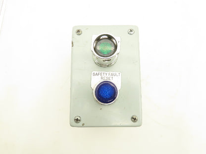 Hoffman E2PBX Pushbutton Enclosure W/Illuminated Blue Green Pushbuttons Nema 13