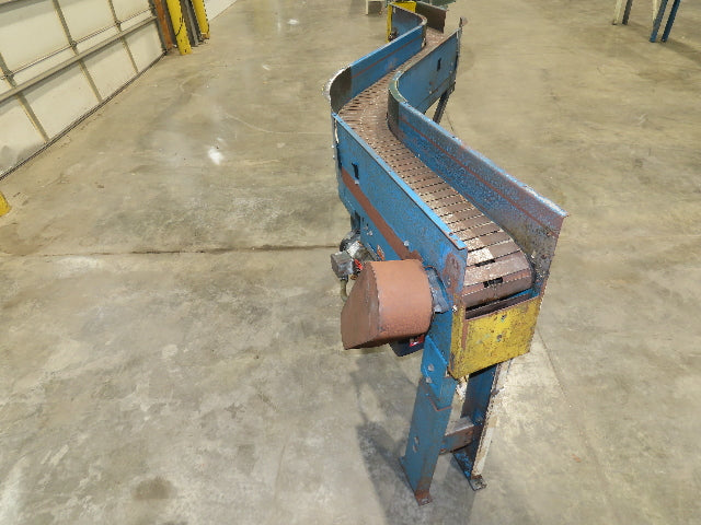 New London Engineering 7.5"x 9' 8" Steel Tabletop Belt Conveyor S-Curve 18 FPM