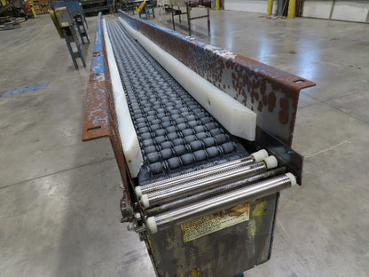 New London Engineering 8"x 12' Plastic Roller Belt Accumulating Conveyor 30 FPM