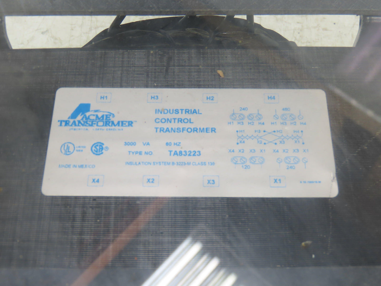 Acme Electric TA-83223 Control Transformer 240/480VAC 120/240VAC 25A 1PH