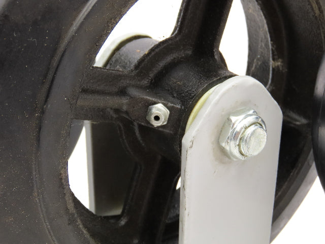 8"x 2" Caster Black Rubber Tire Cast Iron Wheel Rigid Plate  Set of 4