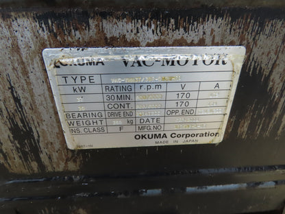 Okuma VAC-YMM37/30R Vac Motor 37/30kw Spindle Servo Motor 6000RPM 170V
