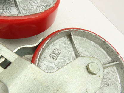 Scaffold Caster 8" x 2" Red Poly Wheel Locking Brake Swivel 500Lb  Lot of 3