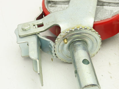 Scaffold Caster 8" x 2" Red Poly Wheel Locking Brake Swivel 500Lb  Lot of 3