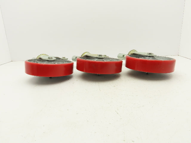 Scaffold Caster 8" x 2" Red Poly Wheel Locking Brake Swivel 500Lb  Lot of 3