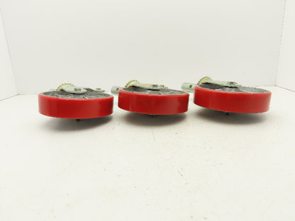 Scaffold Caster 8" x 2" Red Poly Wheel Locking Brake Swivel 500Lb  Lot of 3