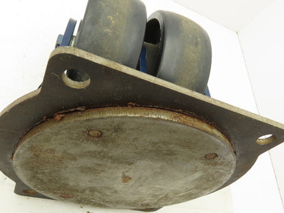 RWM Kingpinless 2-95 Swivel Plate 8"x3" Dual Caster Wheel Solid Urethane 5000Lb