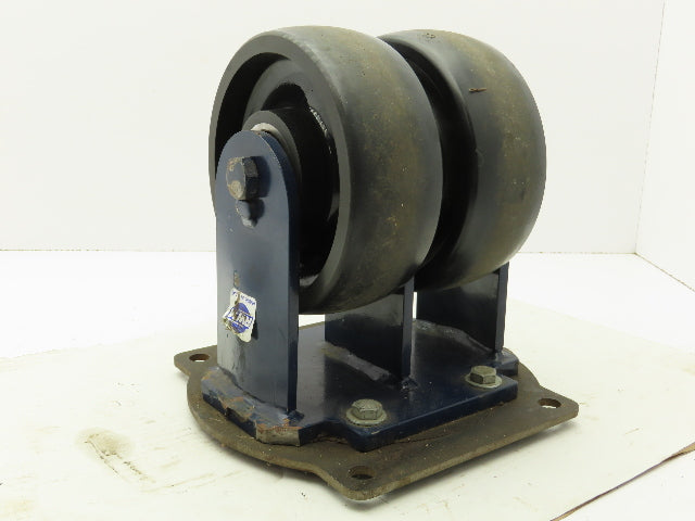 RWM Kingpinless 2-95 Swivel Plate 8"x3" Dual Caster Wheel Solid Urethane 5000Lb