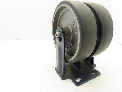 RWM Kingpinless 2-75 Rigid Plate 8"x2" Dual Caster Wheel Urethane on Iron 3000Lb