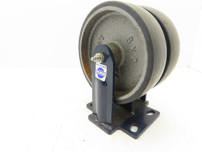 RWM Kingpinless 2-75 Rigid Plate 8"x2" Dual Caster Wheel Urethane on Iron 3000Lb