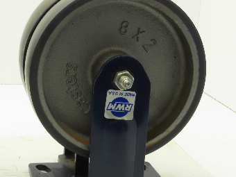 RWM Kingpinless 2-75 Rigid Plate 8"x2" Dual Caster Wheel Urethane on Iron 3000Lb