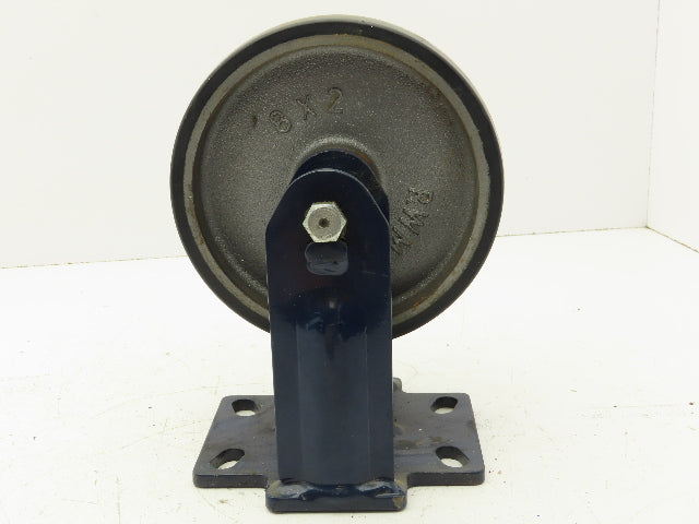RWM Kingpinless 2-75 Rigid Plate 8"x2" Dual Caster Wheel Urethane on Iron 3000Lb