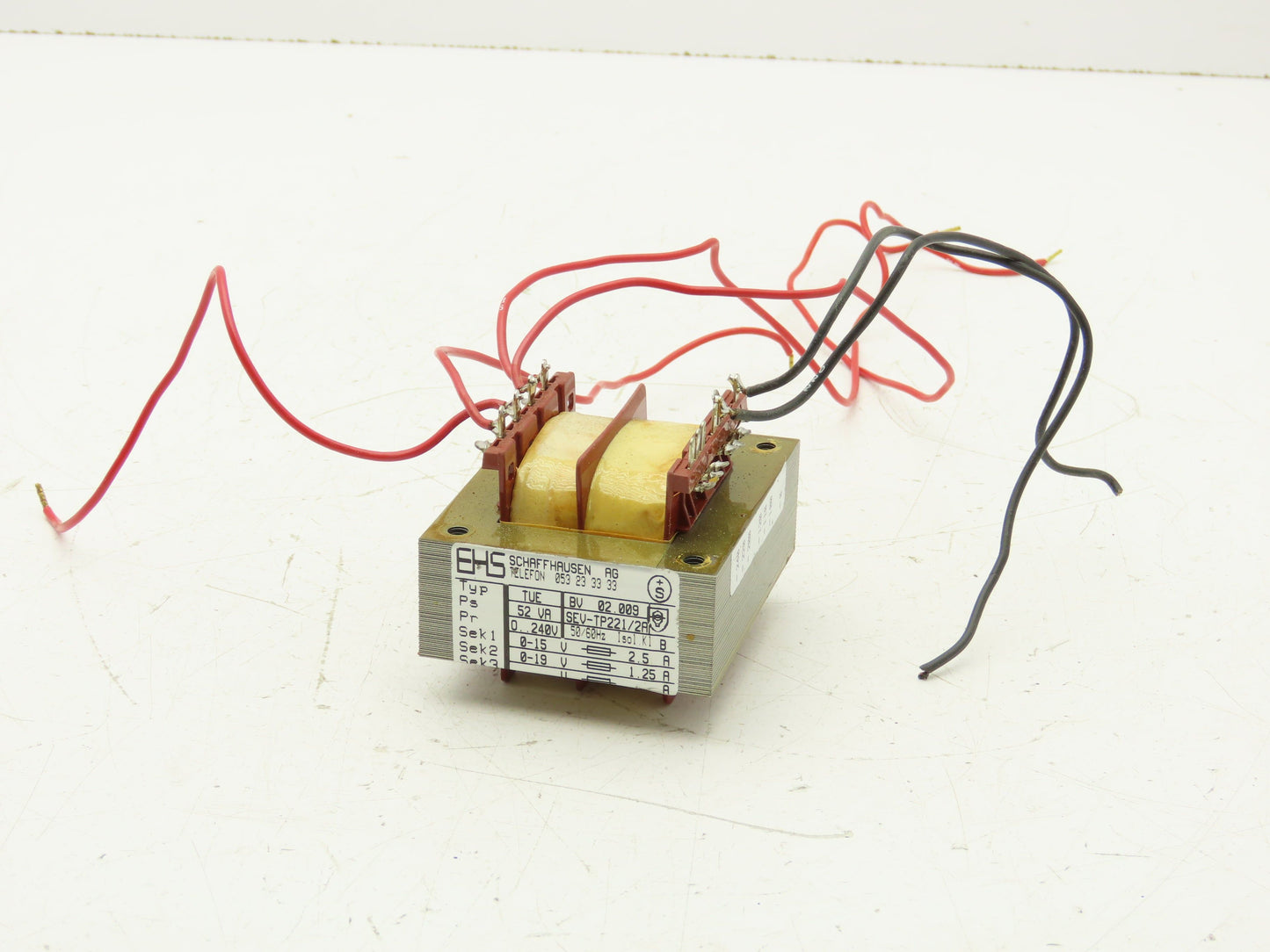 EHS Power Transformer 52VA 240V Pr 15/19V Sek
