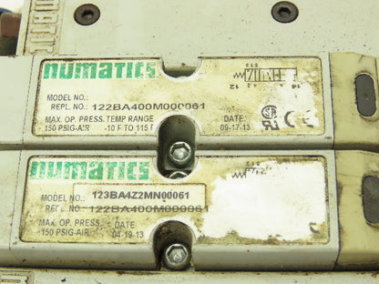 Numatics 2012 Series Pneumatic 4/2 Solenoid Valve 2-Station Manifold 24VDC