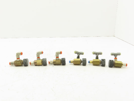 Adjustable Elbow Air Flow Needle Control Valve 1/8" 4-4.5 Turn Lot of 6