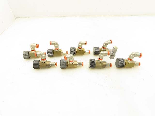 Adjustable Elbow Air Flow Control Needle Valve 3-3.5 Turn 1/8" Lot of 8