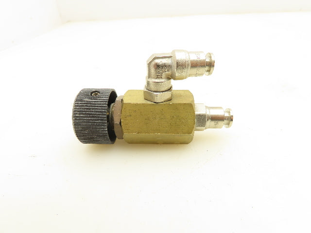 Adjustable Elbow Air Flow Control Needle Valve 5 Turn 1/8" Lot of 9
