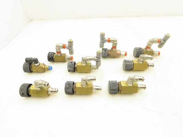 Adjustable Elbow Air Flow Control Needle Valve 5 Turn 1/8" Lot of 9