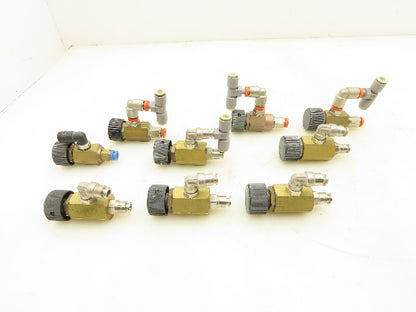 Adjustable Elbow Air Flow Control Needle Valve 5 Turn 1/8" Lot of 9