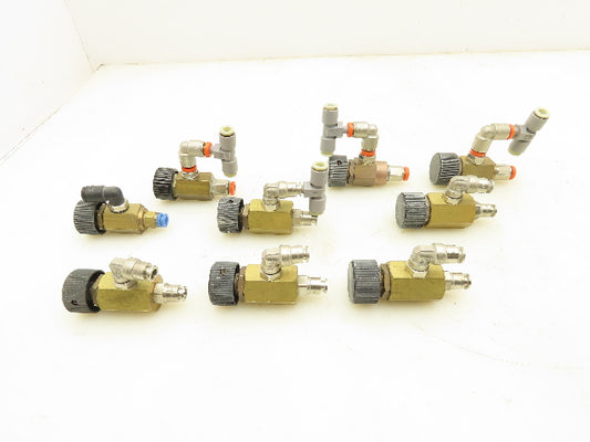 Adjustable Elbow Air Flow Control Needle Valve 5 Turn 1/8" Lot of 9