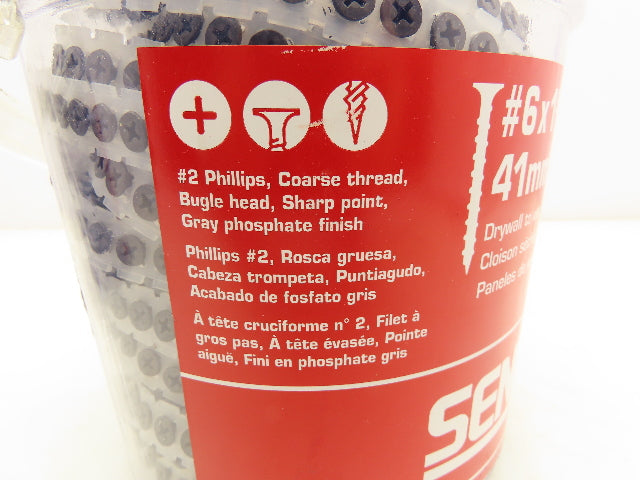 Senco 06A162P Dura Spin Drywall Screw #6 x 1-5/8" #2 Philips 1000 pk Lot of 2