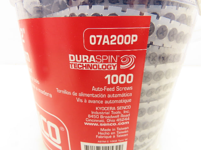 Senco 07A200P Dura Spin Drywall Screws #7 x 2" #2 Philip Head 1000 pk Lot of 2
