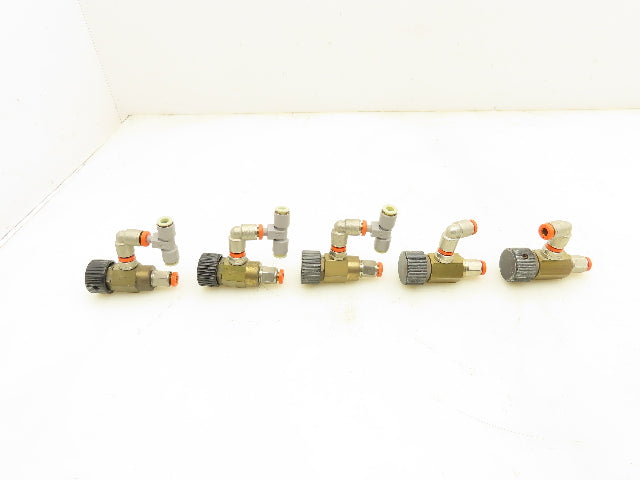 Adjustable Elbow Air Flow Control Needle Valve 2-2.5 Turn 1/8" Lot of 5