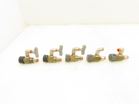 Adjustable Elbow Air Flow Control Needle Valve 2-2.5 Turn 1/8" Lot of 5