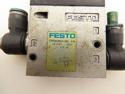 Festo CPE18-M1H-3GL-1/4 Solenoid Valve 24VDC Internal Pilot Air 3/2 Way 1/4"NPT