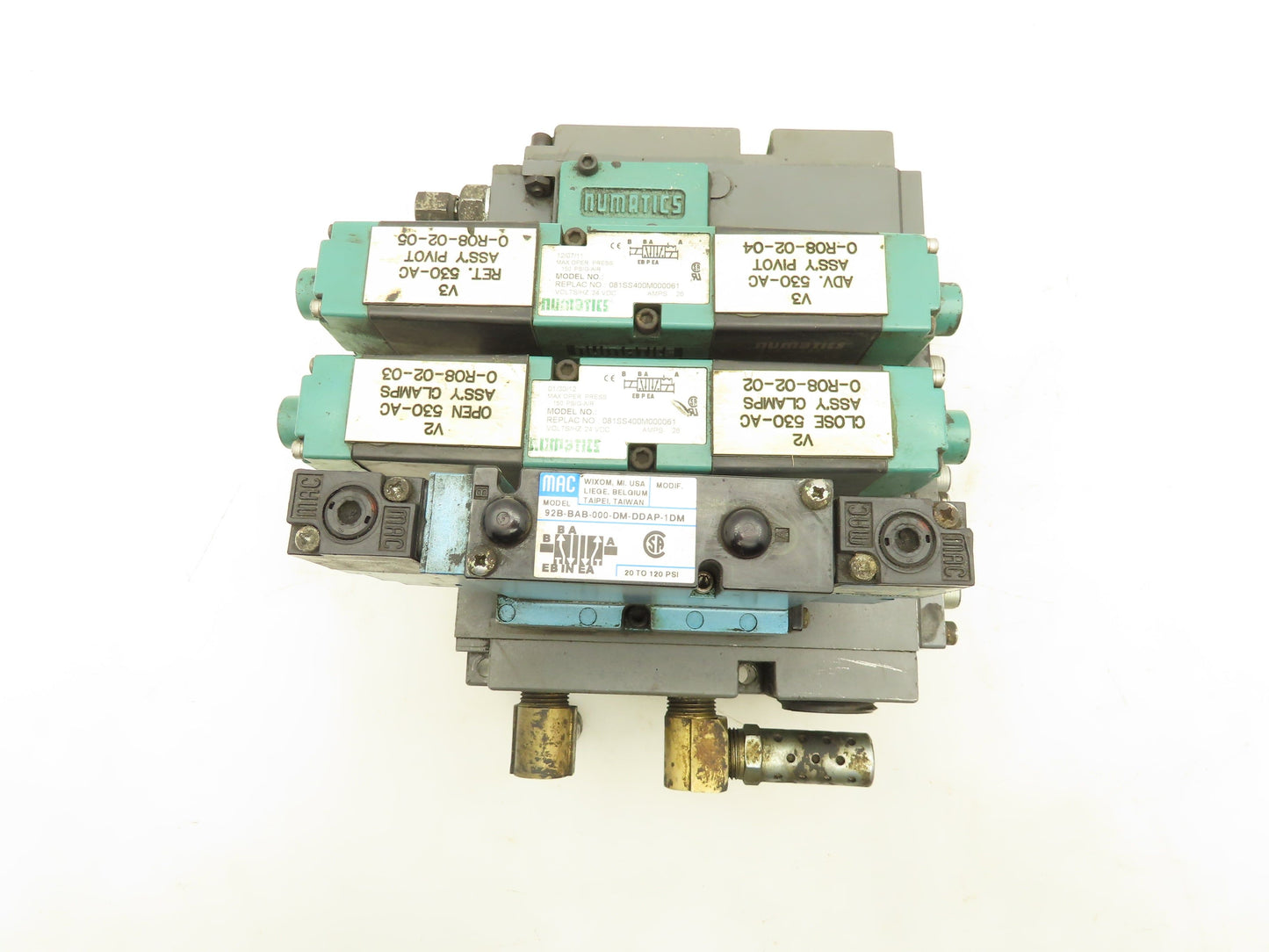 Numatics/Mac 081SS400M000061 Pneumatic Manifold 3 Solenoid Valve 24VDC