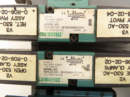 Numatics/Mac 081SS400M000061 Pneumatic Manifold 3 Solenoid Valve 24VDC