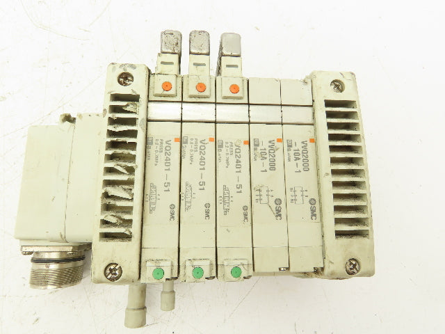 SMC VVQ2000-10A-1  VQ2401-51 5-Station Manifold Block Pneumatic Solenoid Valves
