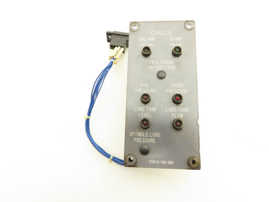 Okuma CNC Lathe OSP7000 Control Panel Spindle Chuck Indicator E5413-183-569