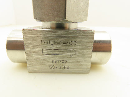 Nupro SS-58F6 Stainless Steel Lift Check Valve 3/8" FNPT 6000 PSI