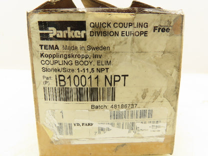 Parker IB10011 Hydraulic  1" Quick Coupler 1" Female NPT  Lot of 2