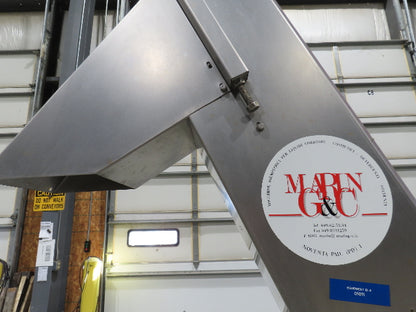 Marin G&C Bottle Cap Elevator Stainless Hopper 8" Incline Conveyor 2-15 FPM 480V