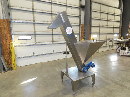 Marin G&C Bottle Cap Elevator Stainless Hopper 8" Incline Conveyor 2-15 FPM 480V