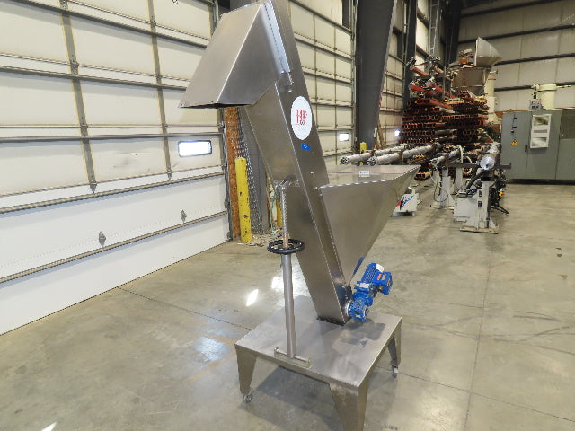 Marin G&C Bottle Cap Elevator Stainless Hopper 8" Incline Conveyor 2-15 FPM 480V