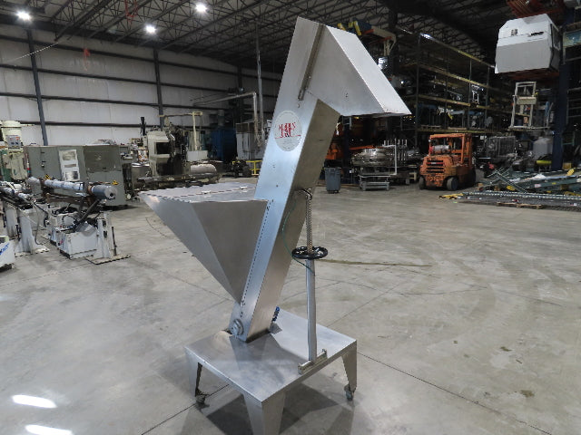 Marin G&C Bottle Cap Elevator Stainless Hopper 8" Incline Conveyor 2-15 FPM 480V