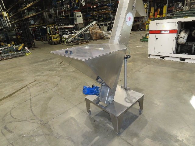 Marin G&C Bottle Cap Elevator Stainless Hopper 8" Incline Conveyor 2-15 FPM 480V