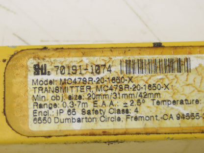 STI MC478R-20-1650-X MicroSafe MC4700 Sensor Light Curtain 0.3-7m Transmitter