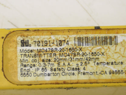 STI MC478R-20-1650-X MicroSafe MC4700 Sensor Light Curtain 0.3-7m Transmitter