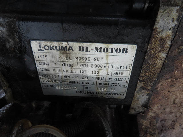 Okuma LU-15 CNC Lathe 8-Position Turret Tool Changer Servo Motor BL-MC50E-20T