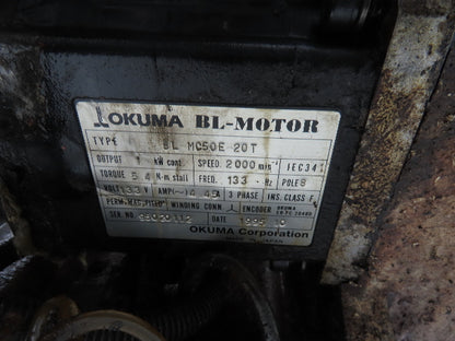 Okuma LU-15 CNC Lathe 8-Position Turret Tool Changer Servo Motor BL-MC50E-20T
