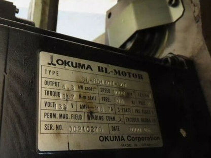 Okuma LU-15 CNC Lathe 12-Position Turret Tool Changer Servo Motor BL MC140J 30T
