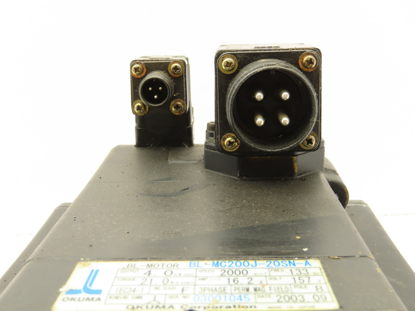 Okuma BL-MC200J-20SN-A AC Servo Motor 4kW 2000 RPM 3PH 157V Encoder ER-JF-7200D