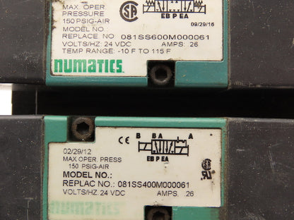 Numatics 081SS600M000061 4-Station Flexiblok Manifold 24VDC Solenoid Valves
